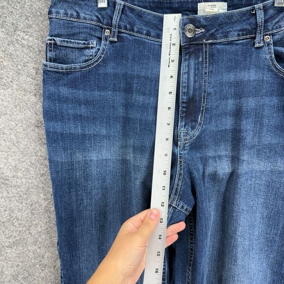 M Jeans Jeans Women 18W Plus Blue Denim Dark Wash High Rise Long Straight Curvy - Picture 4 of 8